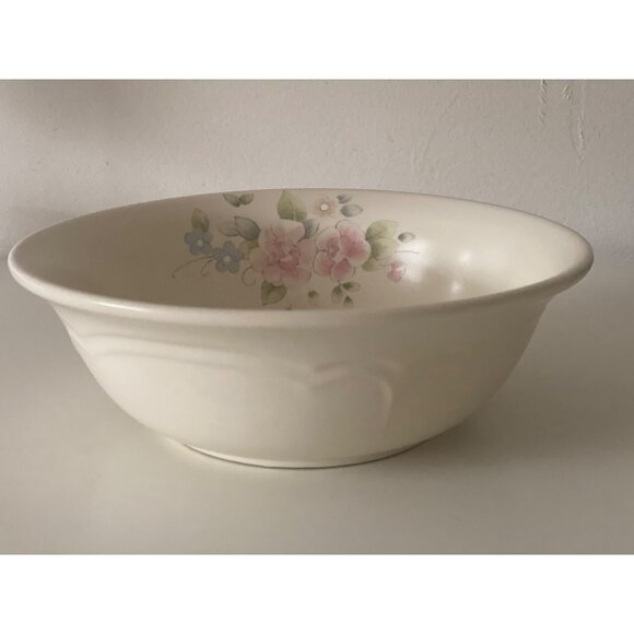 PFALTZGRAFF Tea Rose Floral Serving Bowl Ivory Beige Ceramic Stoneware VTG - Picture 5 of 6